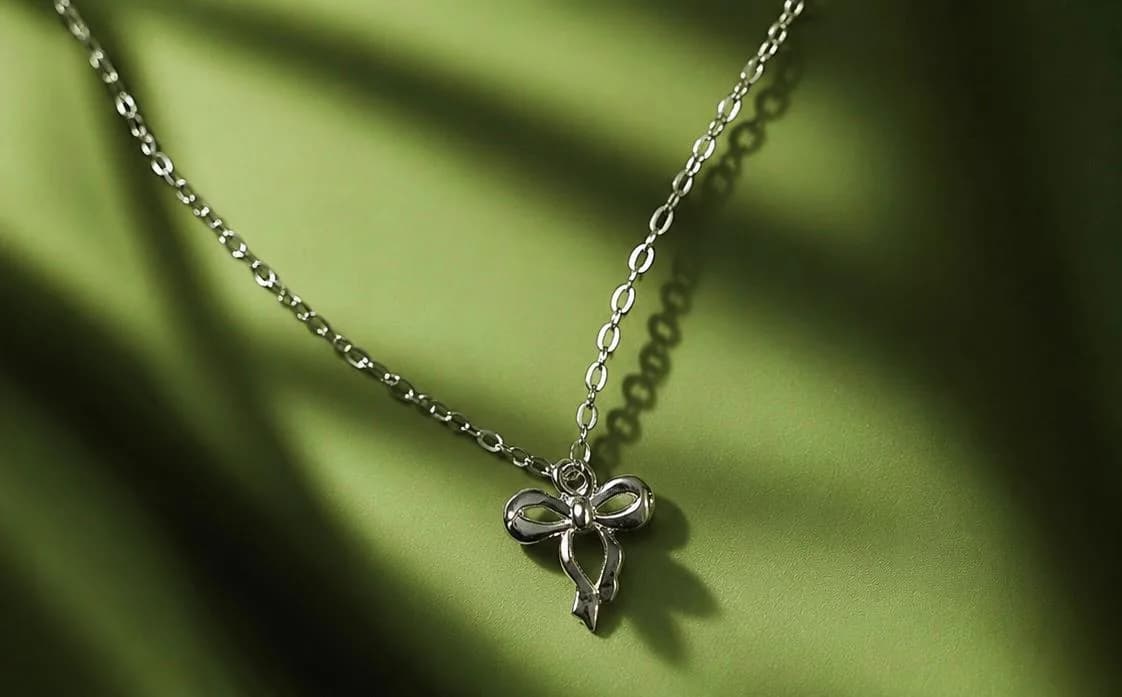 Silver Bow Necklace